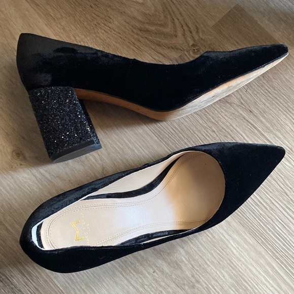 Marc Fisher Ltd. Zack Black Velvet Glitter Pumps - Picture 1 of 12